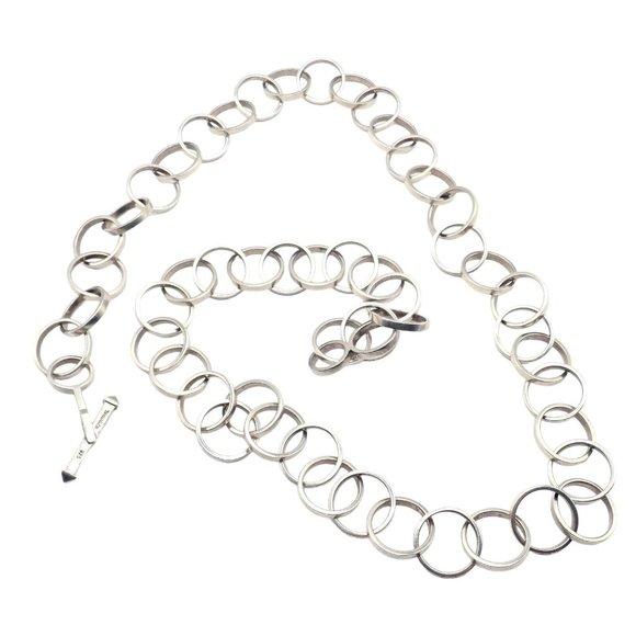 Rare! Tiffany & Co Picasso Sterling Silver Circle Link Long 34" Circle Necklace - Picture 6 of 11